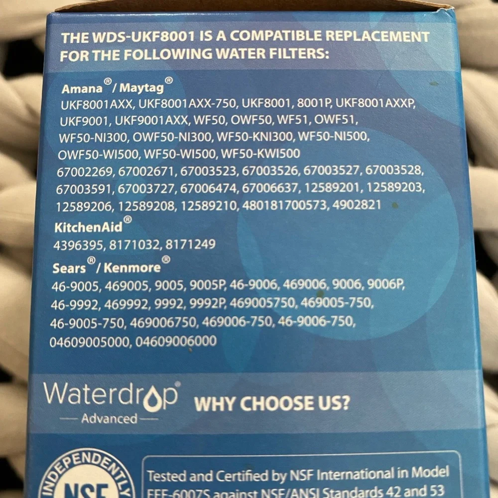 Waterdrop Water Filter Replacement Kitchen Refrigerator Dispenser Sealed in Box